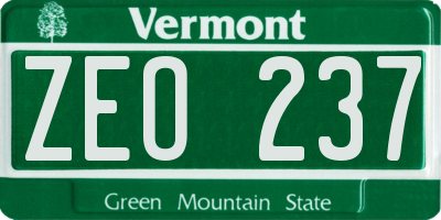 VT license plate ZEO237