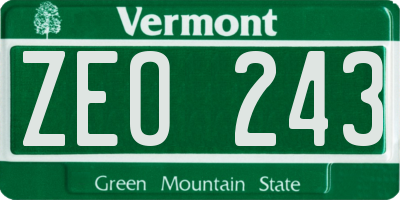 VT license plate ZEO243