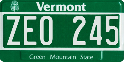 VT license plate ZEO245