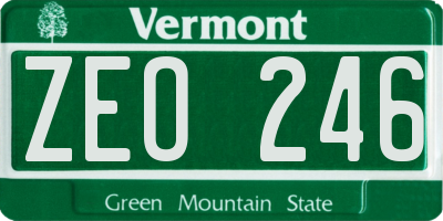VT license plate ZEO246