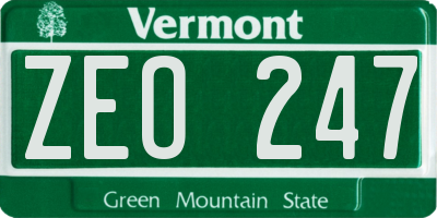 VT license plate ZEO247