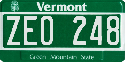 VT license plate ZEO248
