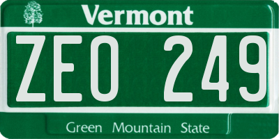 VT license plate ZEO249