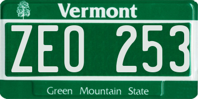 VT license plate ZEO253