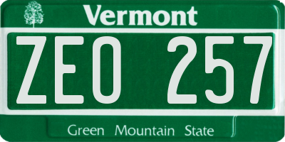 VT license plate ZEO257
