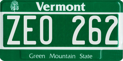 VT license plate ZEO262