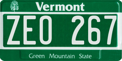 VT license plate ZEO267