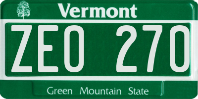 VT license plate ZEO270