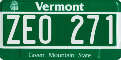 VT license plate ZEO271