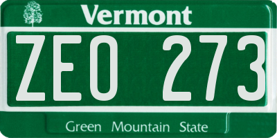 VT license plate ZEO273