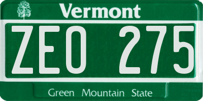 VT license plate ZEO275