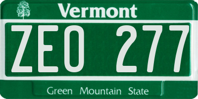 VT license plate ZEO277