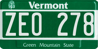 VT license plate ZEO278
