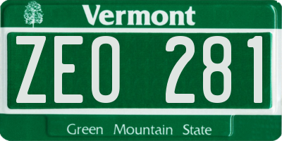 VT license plate ZEO281