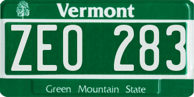 VT license plate ZEO283