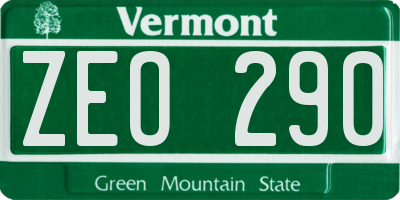 VT license plate ZEO290