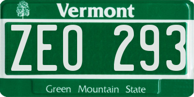 VT license plate ZEO293