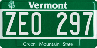 VT license plate ZEO297