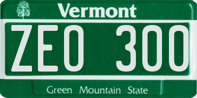 VT license plate ZEO300