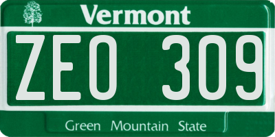 VT license plate ZEO309
