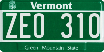 VT license plate ZEO310