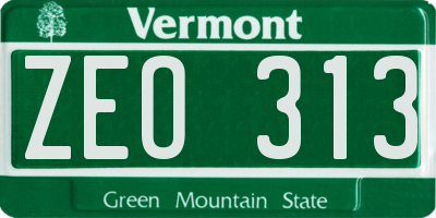 VT license plate ZEO313