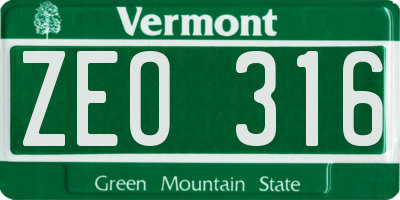 VT license plate ZEO316