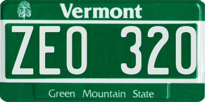 VT license plate ZEO320
