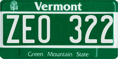 VT license plate ZEO322