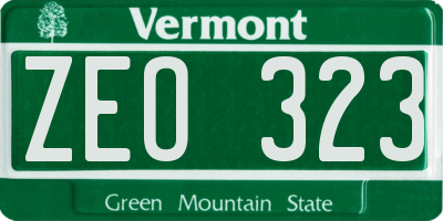 VT license plate ZEO323
