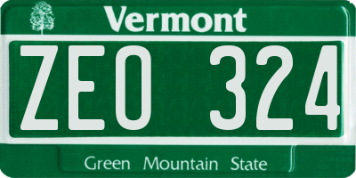 VT license plate ZEO324