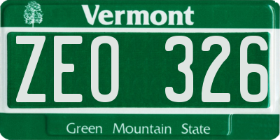 VT license plate ZEO326
