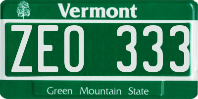 VT license plate ZEO333