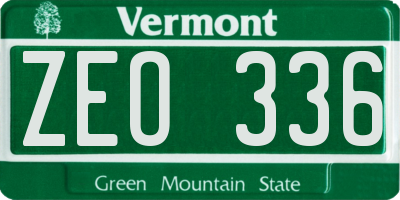 VT license plate ZEO336