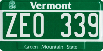 VT license plate ZEO339