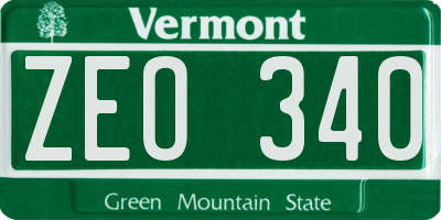 VT license plate ZEO340