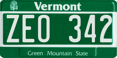 VT license plate ZEO342