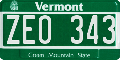 VT license plate ZEO343