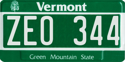 VT license plate ZEO344
