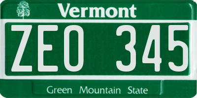 VT license plate ZEO345