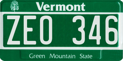 VT license plate ZEO346
