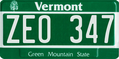 VT license plate ZEO347