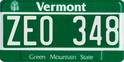 VT license plate ZEO348