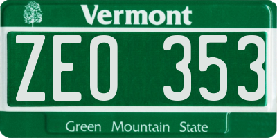 VT license plate ZEO353