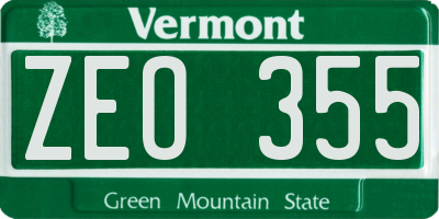 VT license plate ZEO355