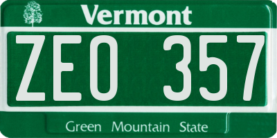 VT license plate ZEO357