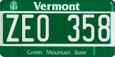 VT license plate ZEO358