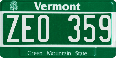 VT license plate ZEO359