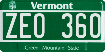 VT license plate ZEO360