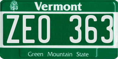 VT license plate ZEO363